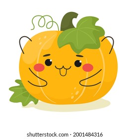 Happy and cheerful pumpkin for halloween. Vector illustration. Emoji.