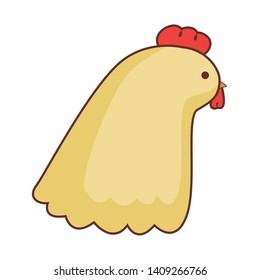 Happy cheerful yellow and red hen portrait drawing vector illustration graphic design