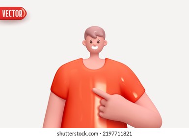 Happy cheerful young man shows thumb up hand gesture. Young handsome boy wearing casual. Realistic cartoon characters. Close up 3d people positive. vector illustration