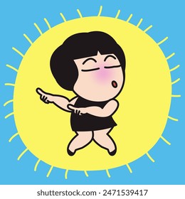 Happy Cheerful Young Woman Soaking Up Vitamin D While Dancing In The Rays Of The Sun Concept Card Character illustration
