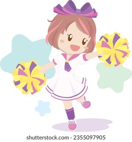 Happy Cheerleader with Pom Pom