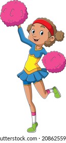 The happy cheerleaders is playing the pompom of illustration