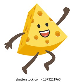 Cartoon Cheese Character Running Vector Illustration Stock Vector ...