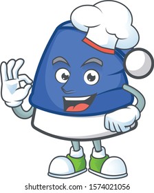 Happy Chef blue christmas hat cartoon character with white hat