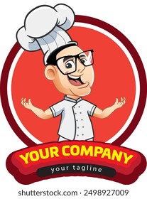 Happy chef cartoon character logo