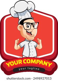 Happy chef cartoon character logo