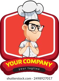 Happy chef cartoon character logo