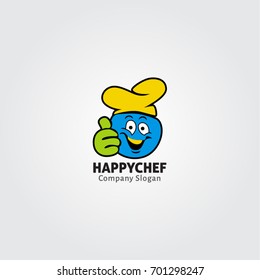 Happy chef cartoon logo