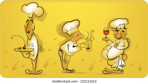 Happy Chef Cook, cartoon vector illustration