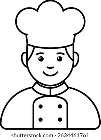 Happy Chef Cook Hat Line Art Icon