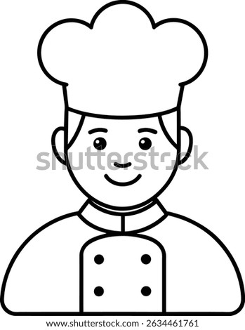 Happy Chef Cook Hat Line Art Icon