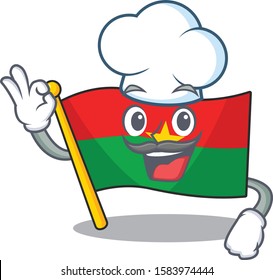 Happy Chef flag burkina faso cartoon character with white hat