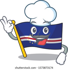 Happy Chef flag cape verde cartoon character with white hat