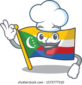 Happy Chef flag comoros cartoon character with white hat