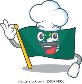 Happy Chef flag macau cartoon character with white hat