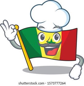 Happy Chef Flag Senegal cartoon character with white hat