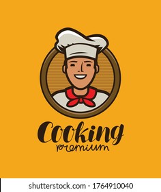 Happy chef in hat logo. Menu design for cafe and restaurant