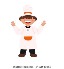 Happy chef kids character in flat illustrations