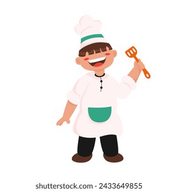 Happy chef kids character in flat illustrations