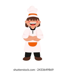 Happy chef kids character in flat illustrations