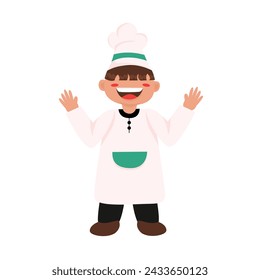 Happy chef kids character in flat illustrations