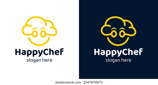 Happy chef logo design. Chef hat logo vector with smile design graphic symbol icon