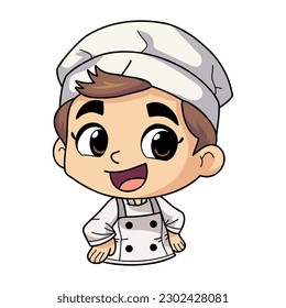 Happy chef male character illustration in doodle style isolated on background