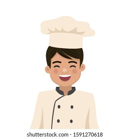 Happy chef man smiling. Isolated vector illustration