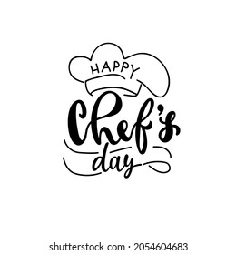 Happy Chef's Day handwritten text. October 20. Holiday concept. Hand lettering typography, brush calligraphy isolated on white background. Template for banner, card, poster. Vector illustration 