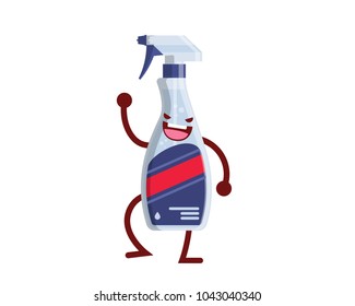 Happy Chemical Household Cleaning Bottle Illustration Cartoon