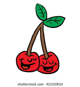 happy cherry cartoon illustration