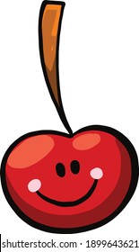 Feliz cereza, ilustración, vector sobre un fondo blanco.