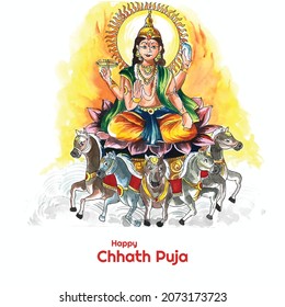 Happy Chhath Puja Holiday background for Sun festival of India