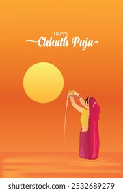 cartaz vetor feliz chhath puja Indian Festival