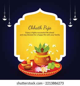 Happy Chhath Puja Indian Religious Festival Banner Design Template.