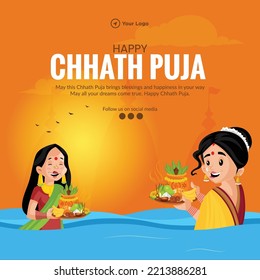 Happy Chhath Puja Indian Religious Festival Banner Design Template.