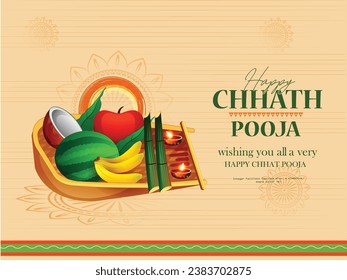 Happy Chhath Puja. Means Happy Chhath Prayer. An Indian Festival.