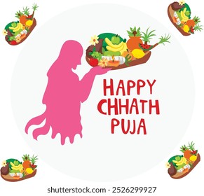happy chhath puja vector illustration. Good for banner, poster, greeting card, party card, invitation, template, advertising, brochures, flyers, ad benners and social media