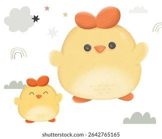 Happy chick Animal Farm watercolor with background
