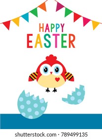 happy chicken easter day greeting card vector