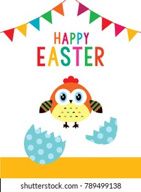 happy chicken easter day greeting card vector