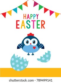 happy chicken easter day greeting card vector