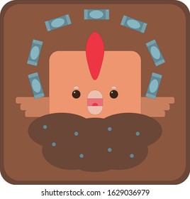 Happy Chicken in nest with money