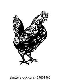 Happy Chicken - Retro Clip Art