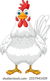 A happy chicken with vibrant colors and details