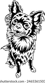 Happy chihuahua. Vector outline illustration without background