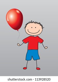 Happy child with a balloon vector illustration