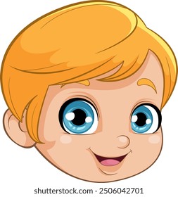 Happy child with big blue eyes