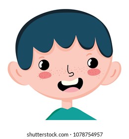 happy child boy with hairstyle and t-shirt