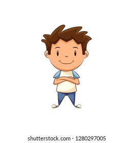 Happy child crossed arms